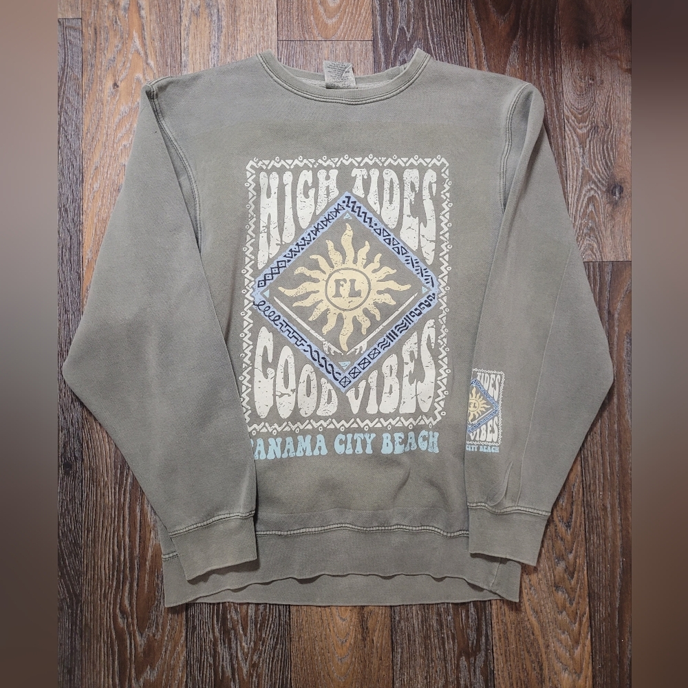 Alvins Island Panama City Beach Sweatshirt Womens Small Sweatshirt Green High...